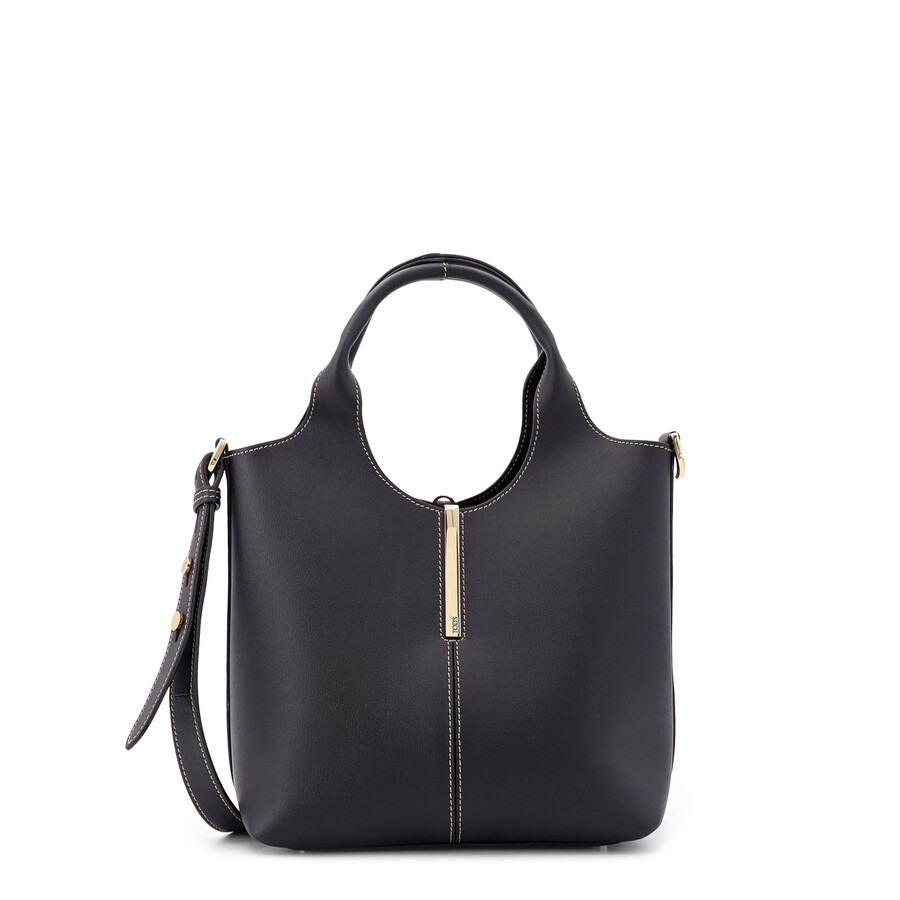 Tod's Tods Mini Leather Shopping Tote Bag In Black