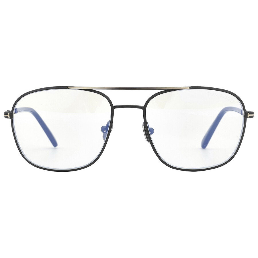 Shop Tom Ford Blue Block Navigator Men's Eyeglasses Ft5830-b 001 54 In Black / Blue