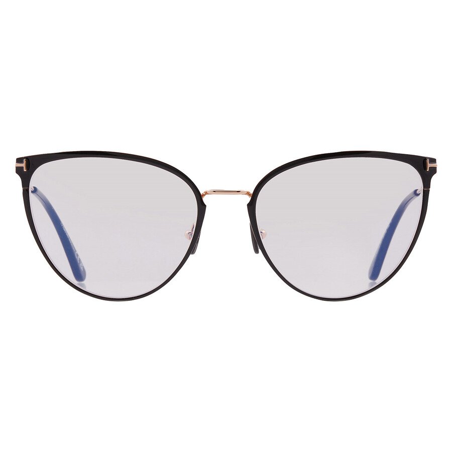 Tom Ford Blue Light Block Cat Eye Ladies Eyeglasses Ft5840-b 001 56 In Black
