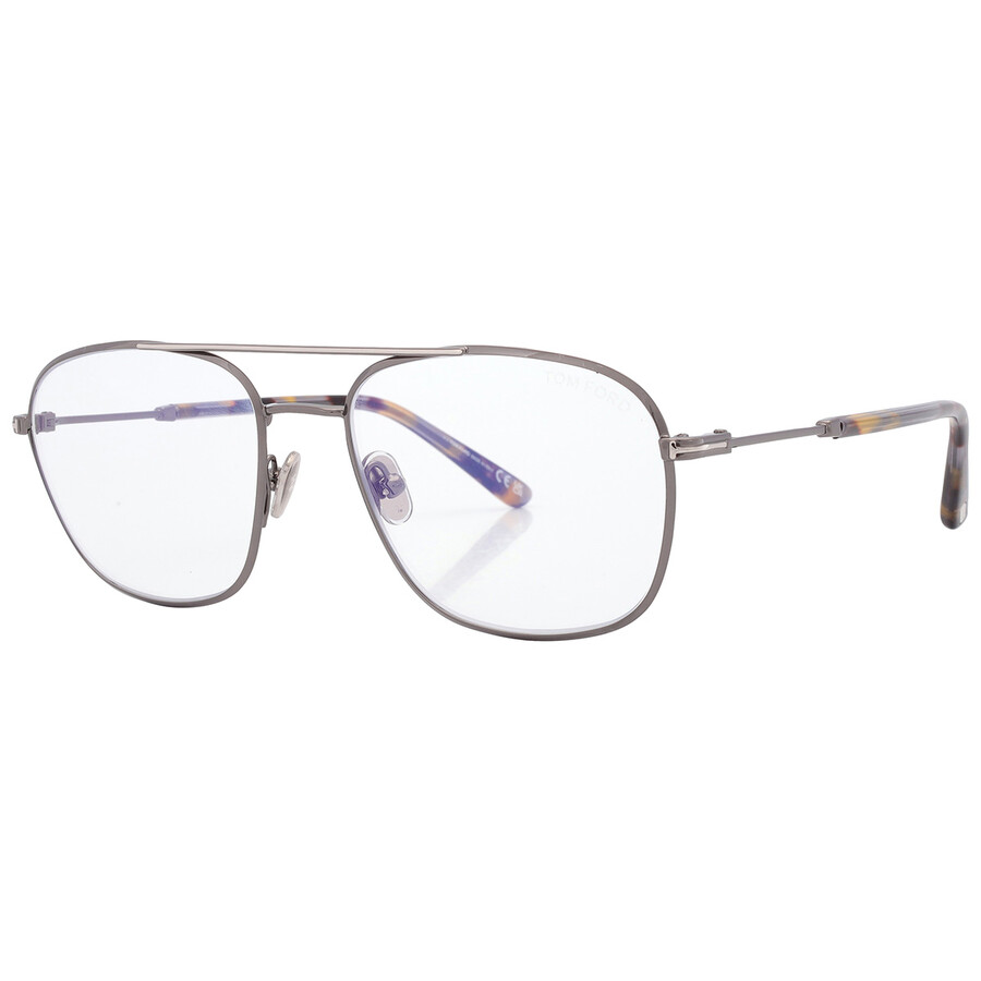 Shop Tom Ford Blue Light Block Navigator Men's Eyeglasses Ft5830-b 008 54 In Blue / Gun Metal / Gunmetal