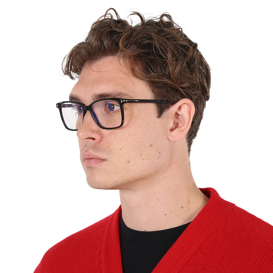 Tom Ford Blue Light Block Square Men's Eyeglasses Ft5478-b 001 55 In Demo Lens