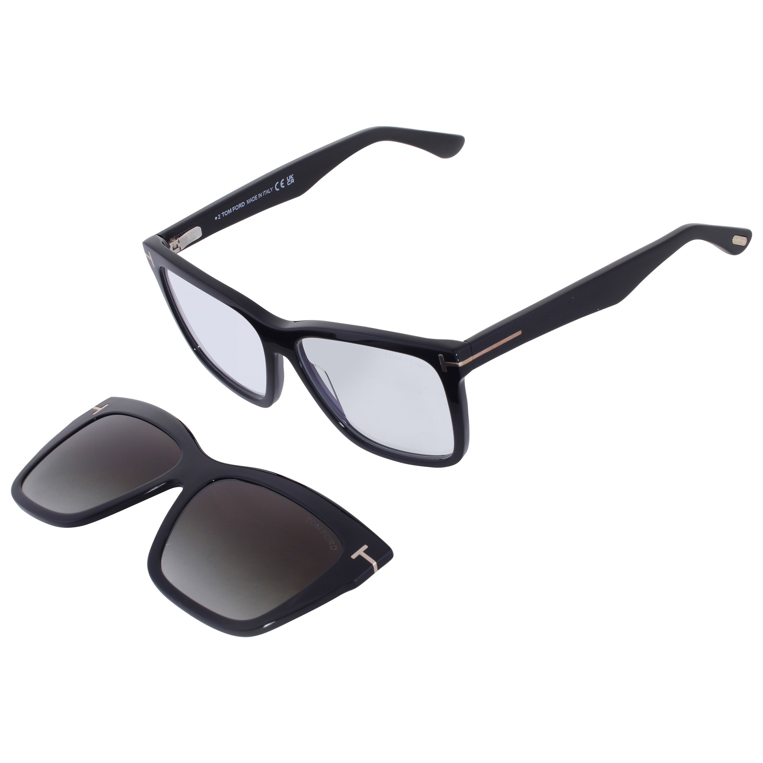 Tom Ford Blue Light Block with Gradient Smoke Clip On Square Men's