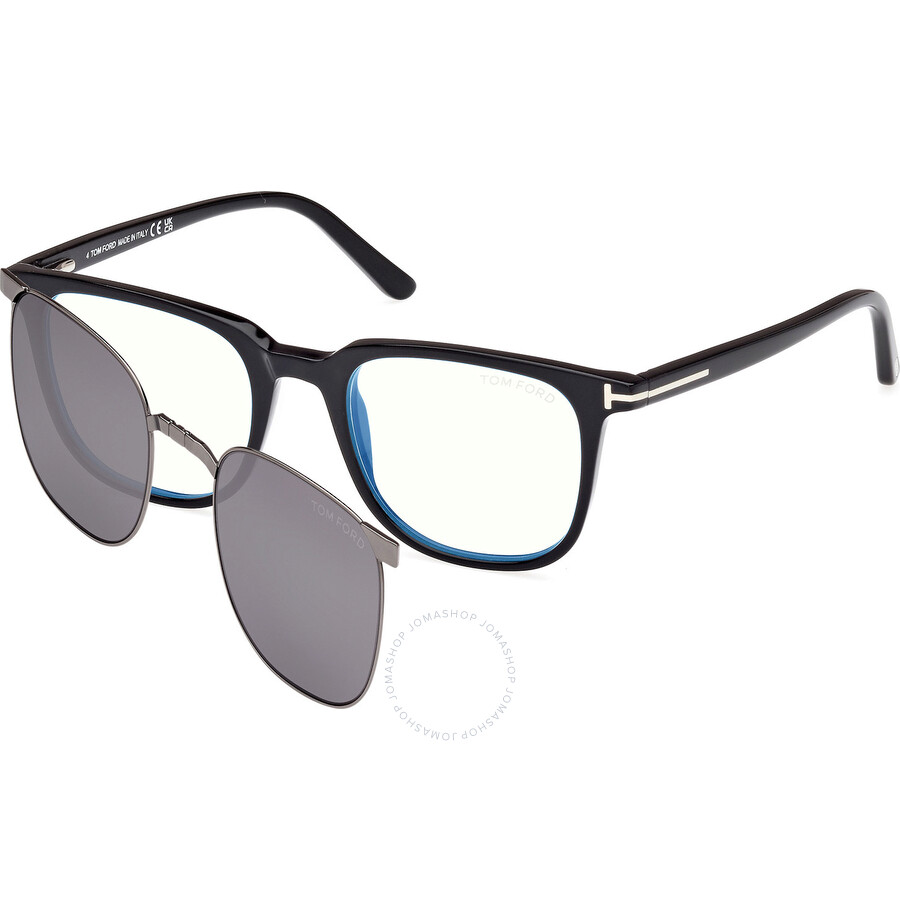 Tom Ford Blue Light Block With Grey Clip-on Square Men's Eyeglasses Ft5916-b 001 50