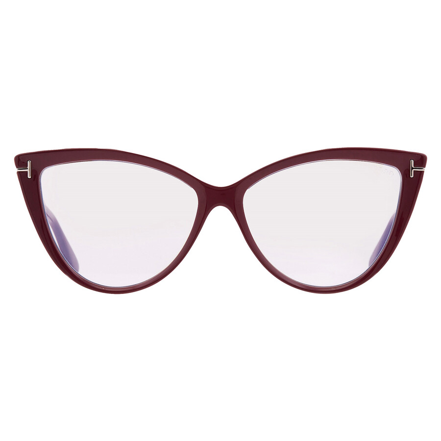 Tom Ford Blue Light Bock Cat Eye Ladies Eyeglasses Ft5843-b 074 56 In Red