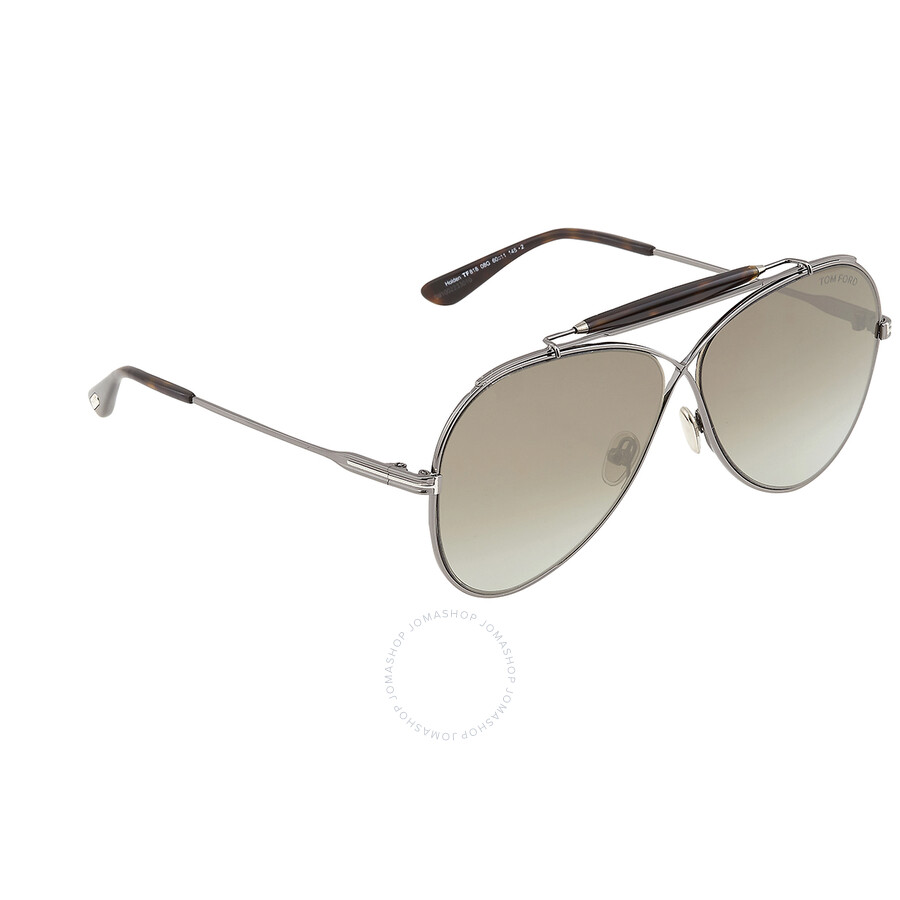 Tom Ford Holden Brown Gradient Pilot Unisex Sunglasses Ft0818 08g 60 In Brown / Gun Metal / Gunmetal