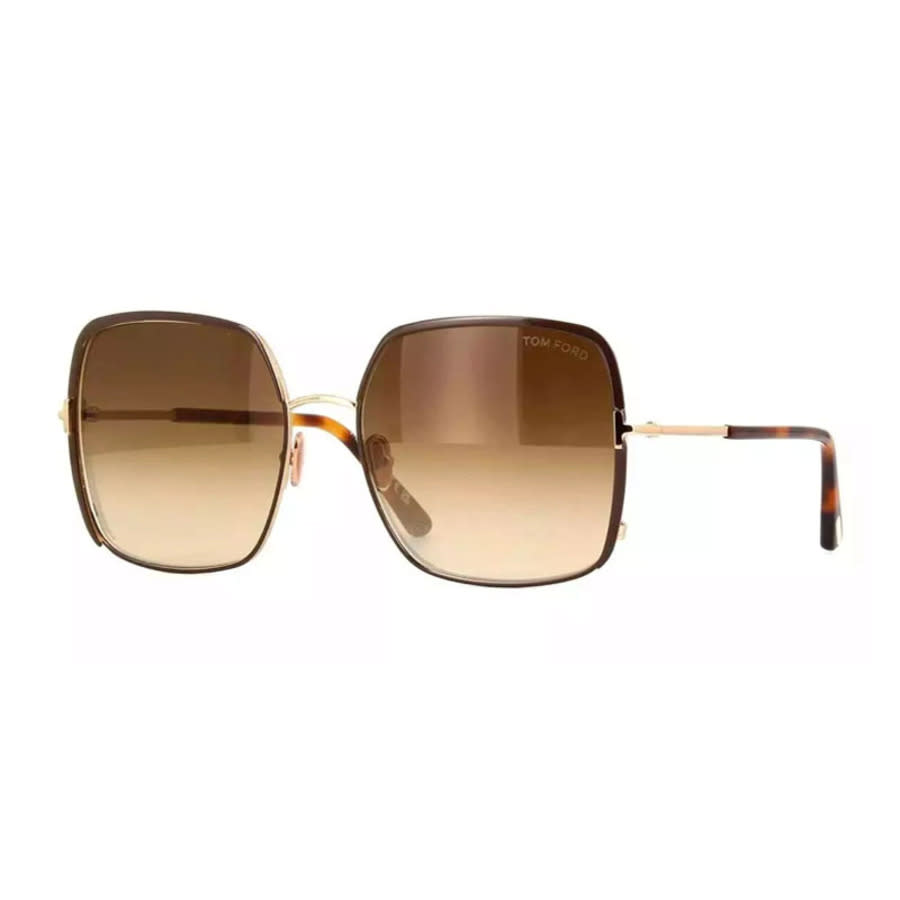 Tom Ford Ladies Brown;rose Gold Square Sunglasses Ft1006 48f 60 In ["brown"]