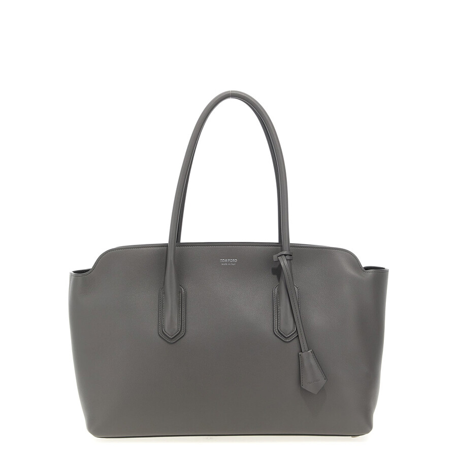 Tom Ford Structured Top Handle Shoulder Bag In Gray