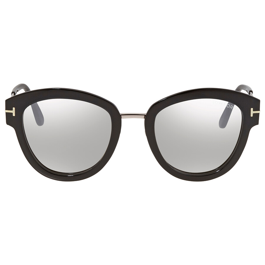 Tom Ford Mia Smoke Mirror Round Ladies Sunglasses FT0574 14C 52