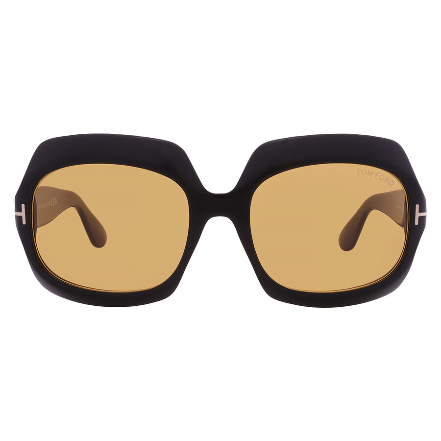 Tom Ford Ren Light Brown Square Ladies Sunglasses Ft1155 01e 60 In Black