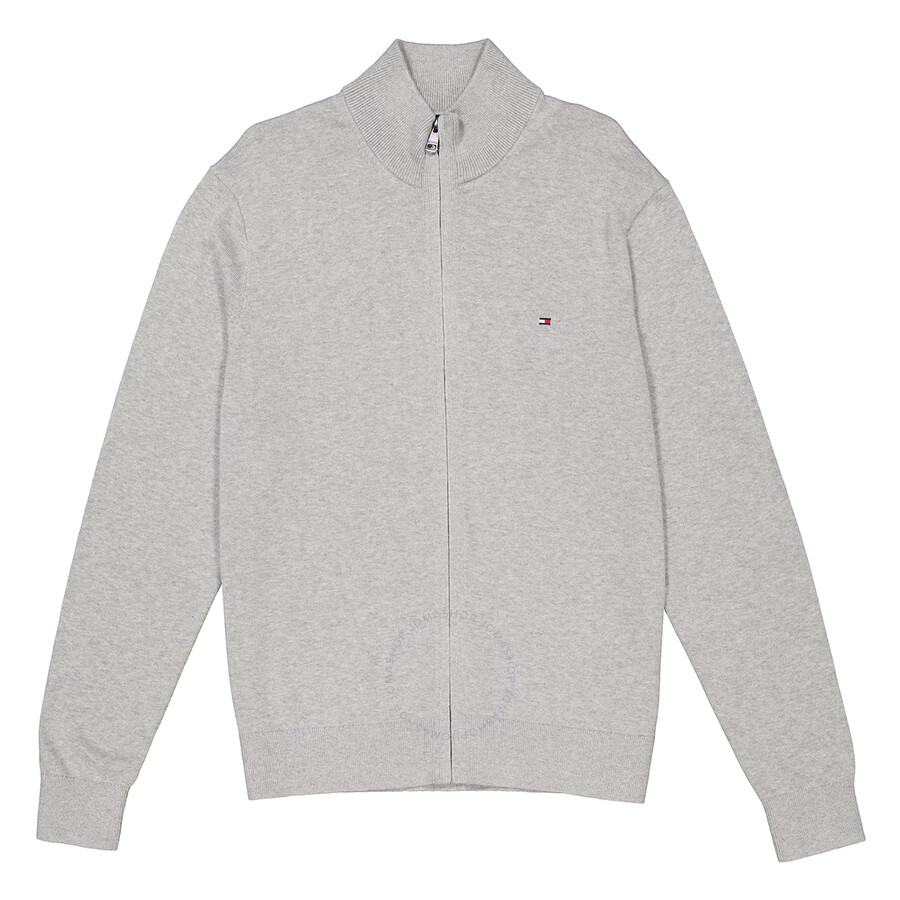 Tommy Hilfiger Cotton Cashmere Zip-thru Cardigan In Grey