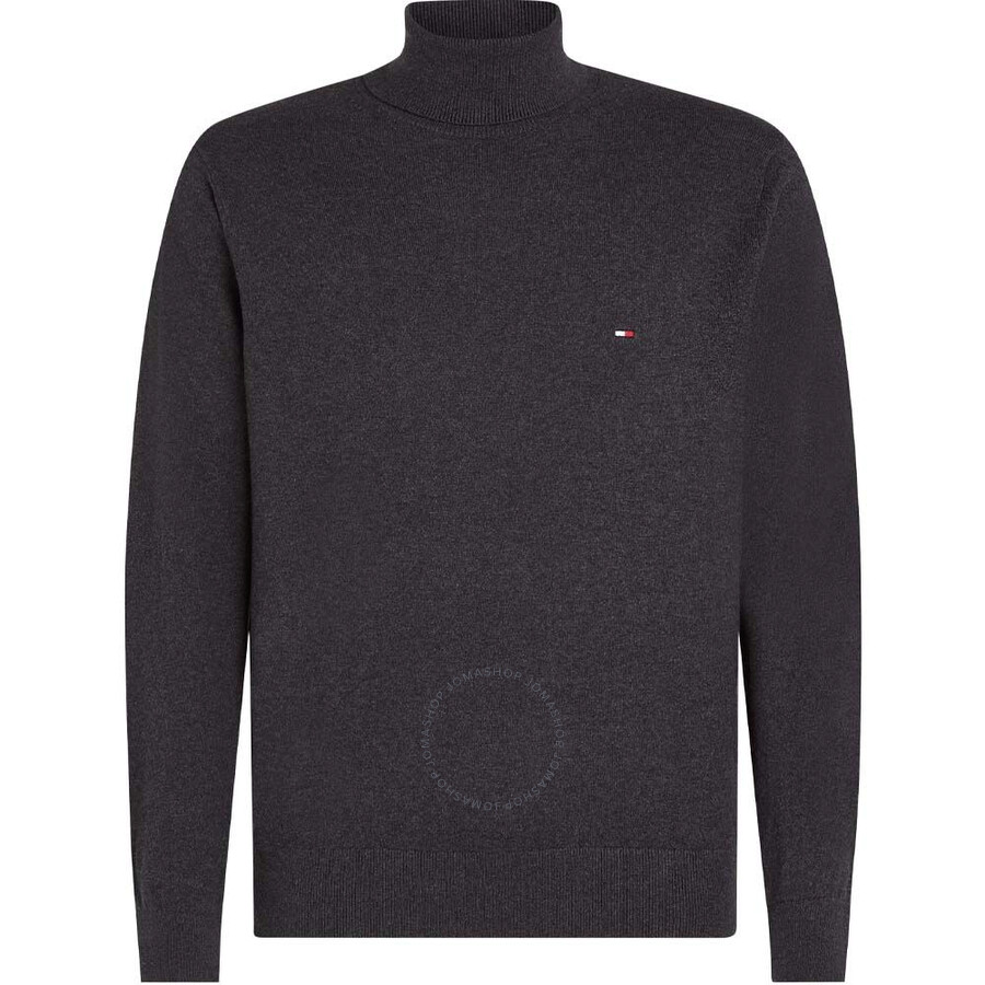 Tommy Hilfiger Flag-embroidered Roll Neck Jumper In Grey