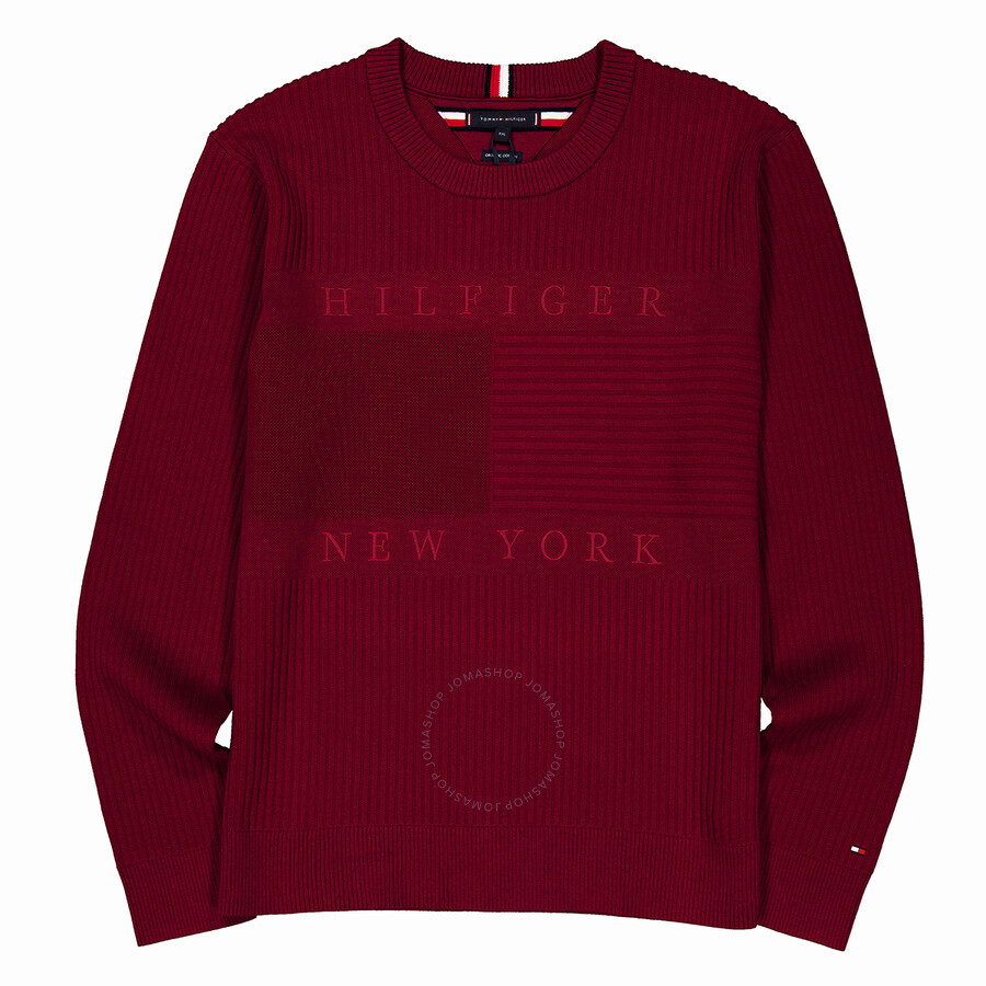 Tommy Hilfiger Hilfiger Structure Flag Crewneck Sweater In Red