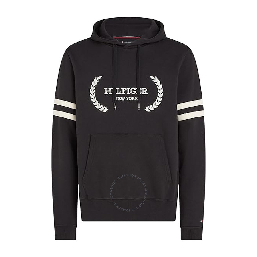 Tommy Hilfiger Embroidered Hilfiger Laurel Logo Hoodie In Black
