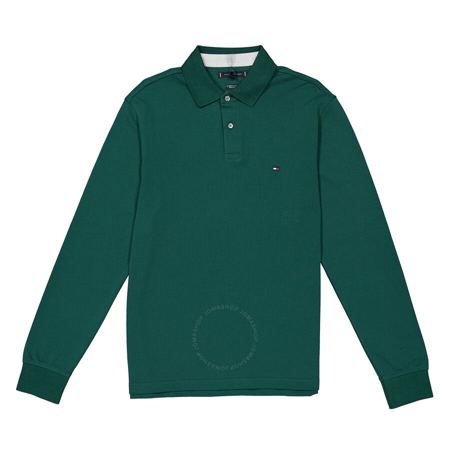 Tommy Hilfiger Long Sleeve 1985 Cotton Polo Shirt In Green