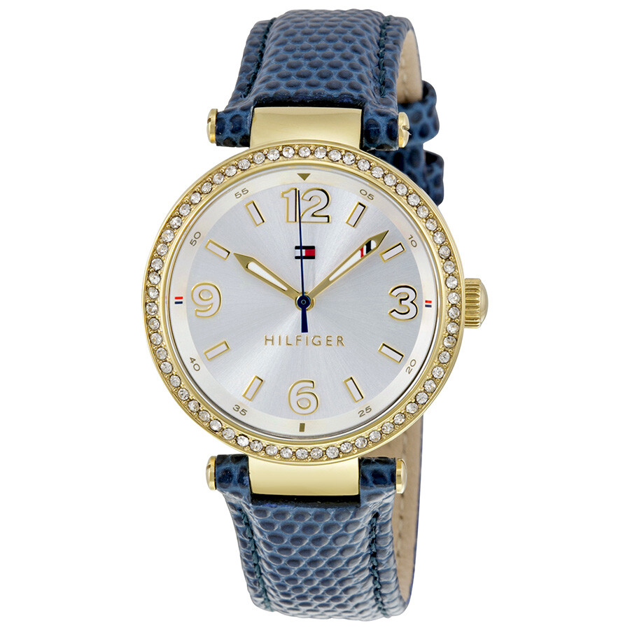 Tommy Hilfiger Lynn Silver Dial Blue Leather Ladies Watch 1781587