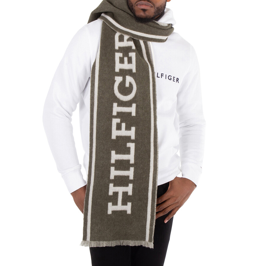 Monotype Letter Jacquard Wool Scarf - Green