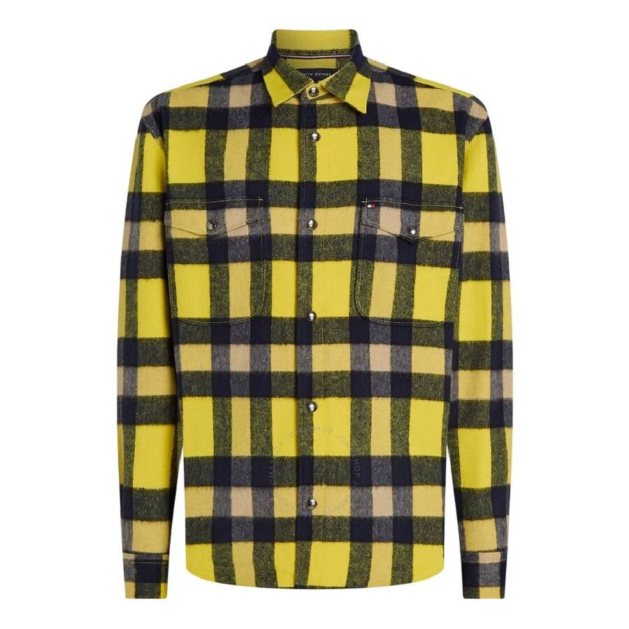 Tommy Hilfiger Wool Blend Checked Overshirt In Yellow