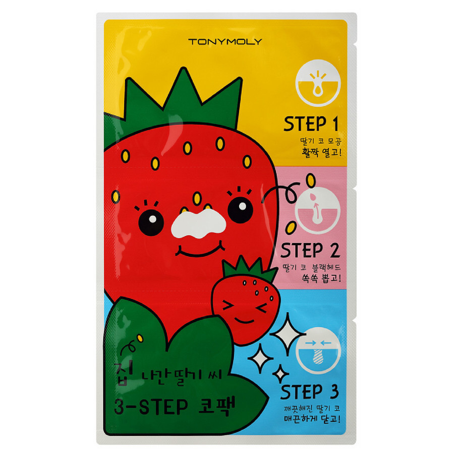 Tonymoly Runaway Strawberry Seeds 3 Step Nose Pack 0.2 oz Skin Care 8806358593926