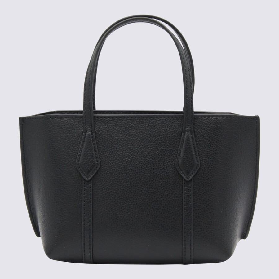 Tory Burch Black Leather Perry Mini Tote In Black