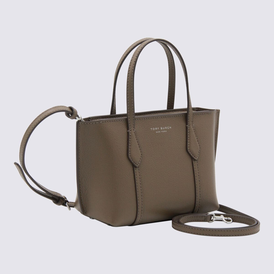 Tory Burch Brown Leather Perry Mini Tote In Sand