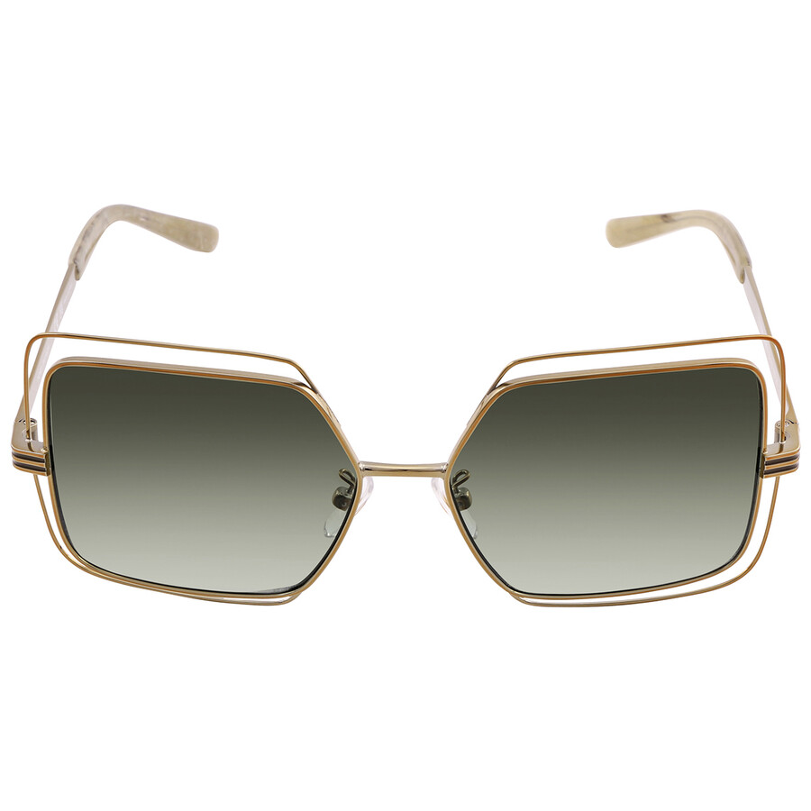 Tory Burch Dark Green Gradient Square Ladies Sunglasses TY6086 3308S3