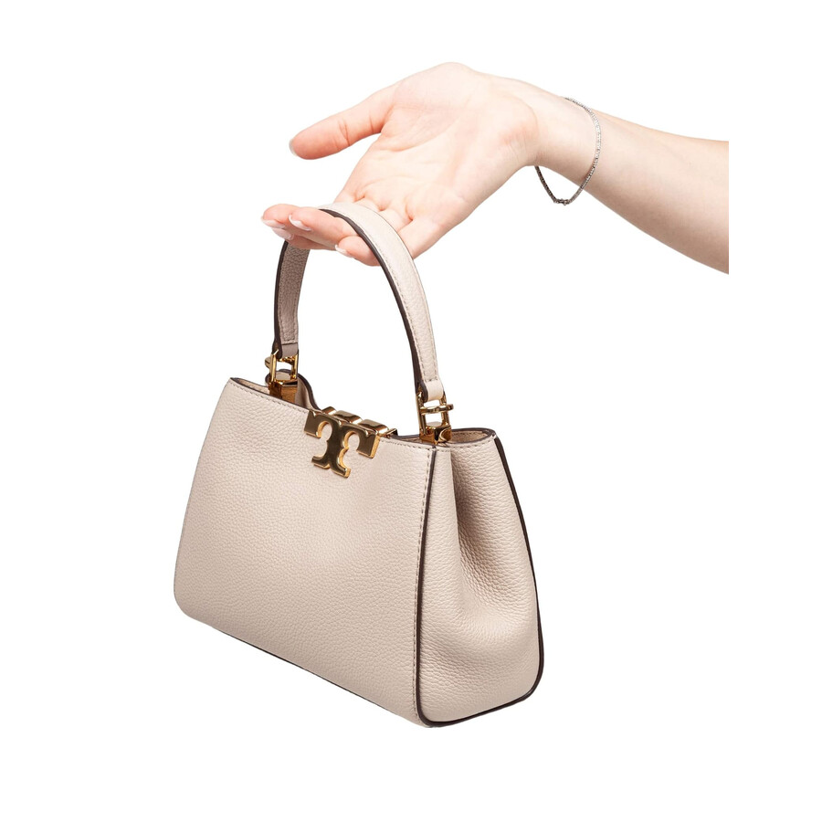 Tory Burch Eleanor Mini Satchel In Hammered Leather Stone Color