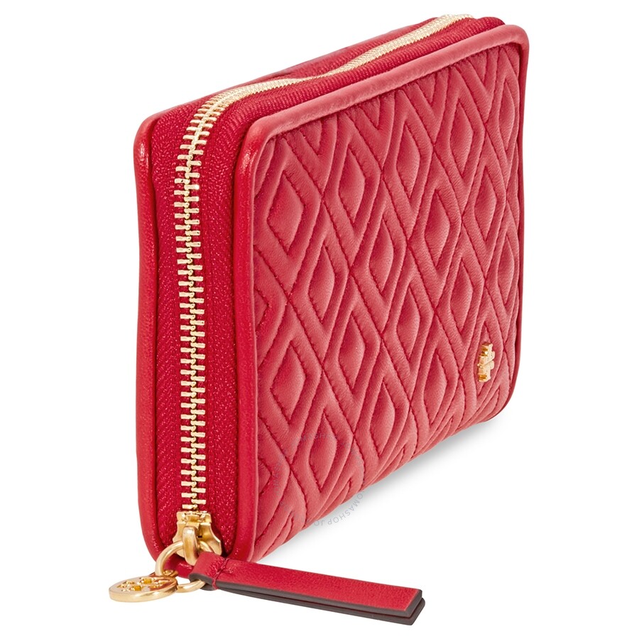 Tory Burch Fleming Quilted Zip Continental Wallet Red Tory Burch