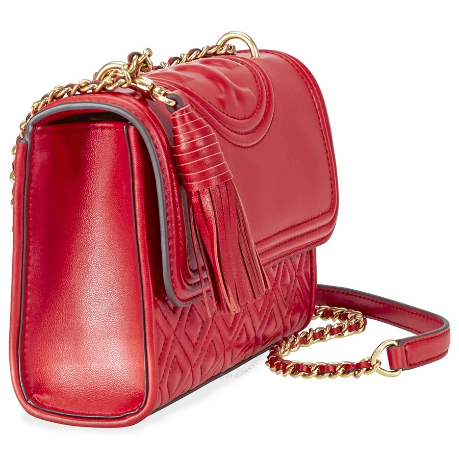 Tory Burch Fleming Small Convertible Leather Shoulder Bag Red Tory
