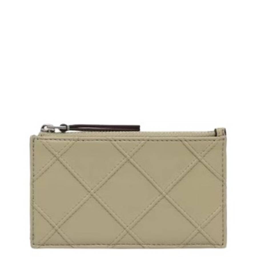 Tory Burch Fleming Soft Diamond-quilted Card Case In Green