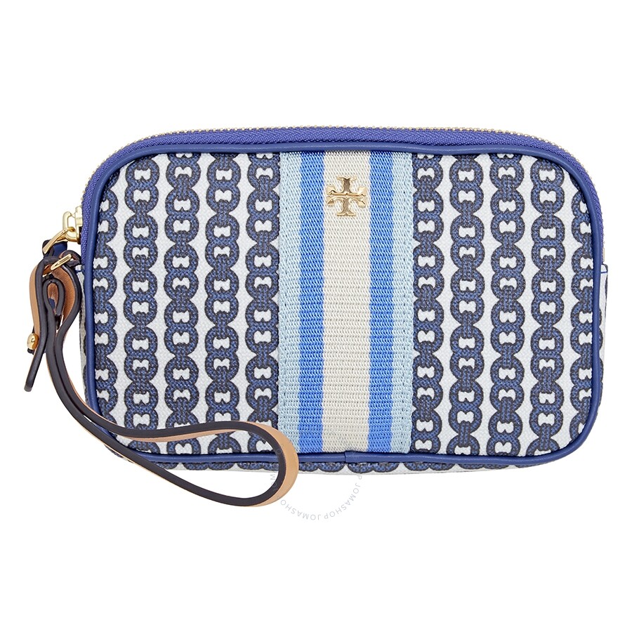 Tory Burch Gemini Link Canvas Wristlet Bondi Blue Tory Burch
