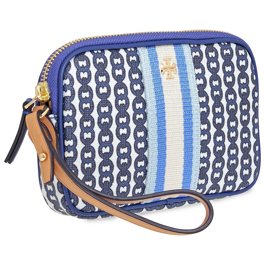 Tory Burch Gemini Link Canvas Wristlet Bondi Blue Tory Burch