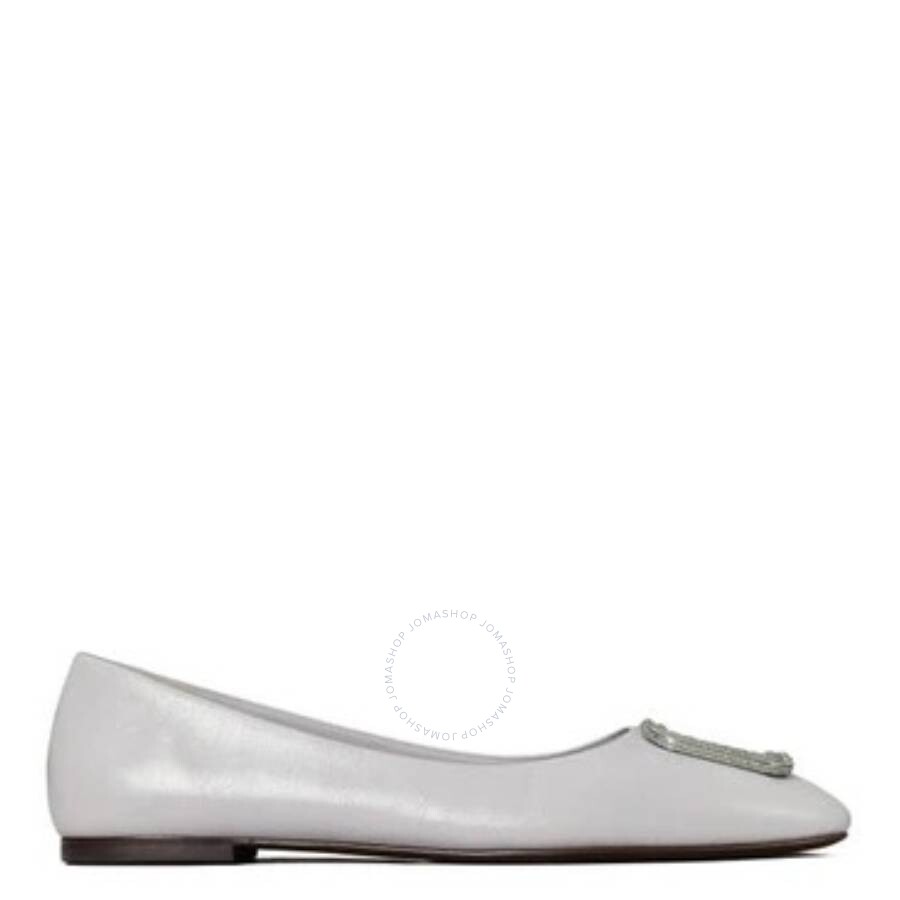 Tory Burch Georgia Pave Leather Ballet Flats In Grey