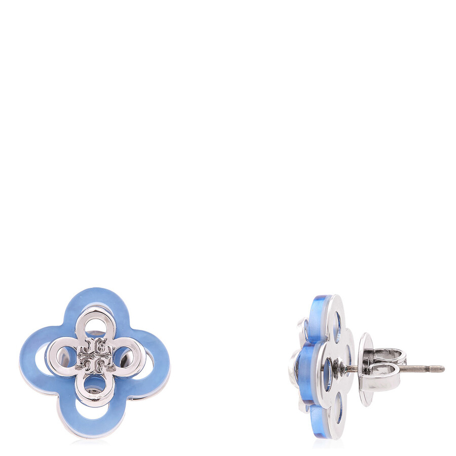 Tory Burch Kira Clover Stacked Stud Earrings In Blue