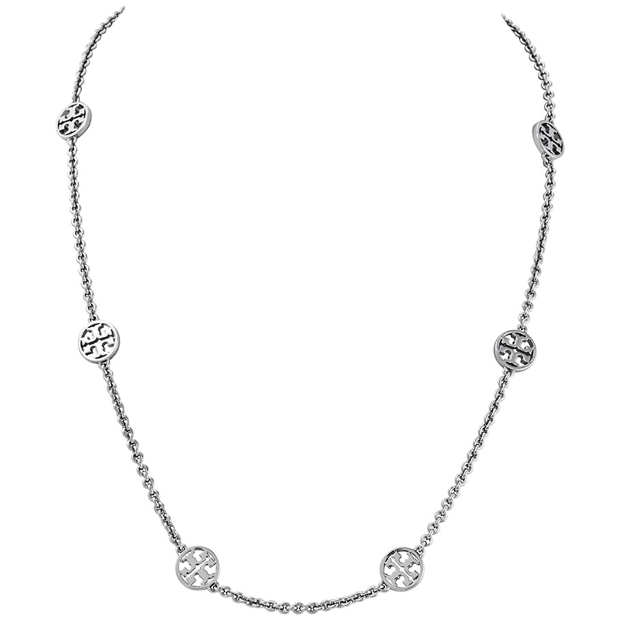 Tory Burch Ladies Delicate Logo Silver Necklace 37419022 190041819669