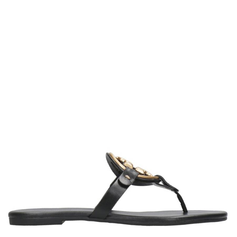 Tory Burch Metal Miller Soft Leather Sandals In Black