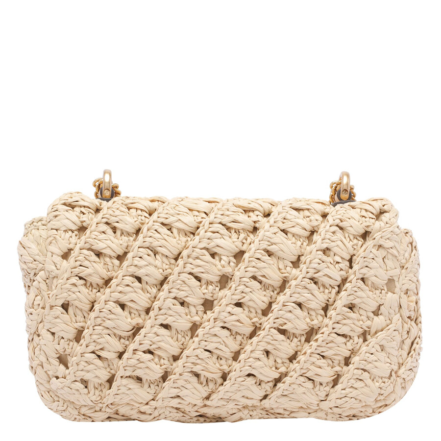 Tory Burch Mini Kira Woven Shoulder Bag In Sand