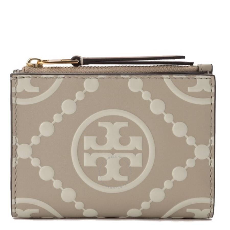 Tory Burch Monogram Contrast Bi-fold Leather Wallet In White