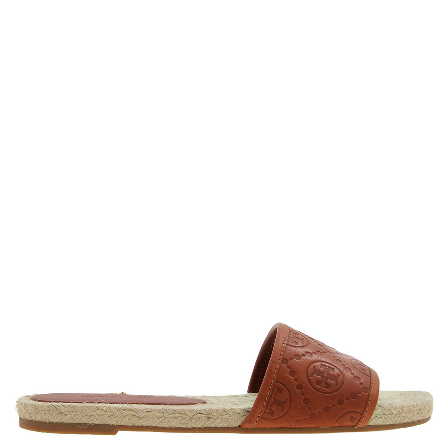 Tory Burch Monogram Espadrille Flat Slides In Yellow