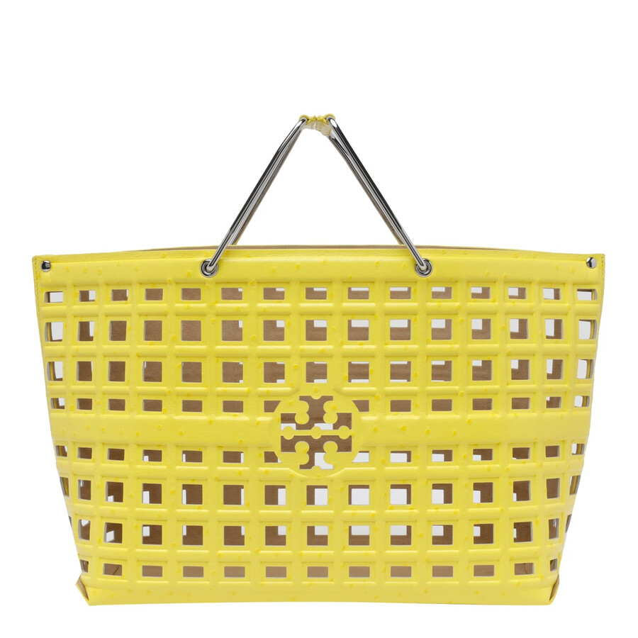 Tory Burch Yellow Ostritch Market Tote In Yellow