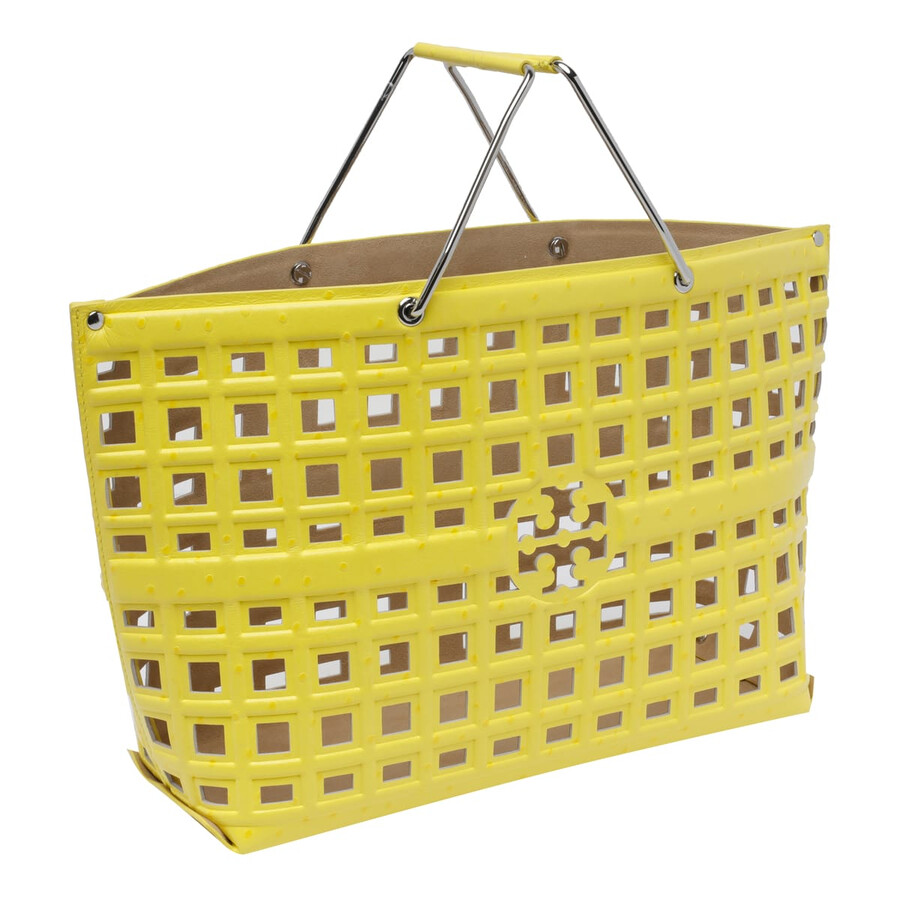 Tory Burch Yellow Ostritch Market Tote In Yellow