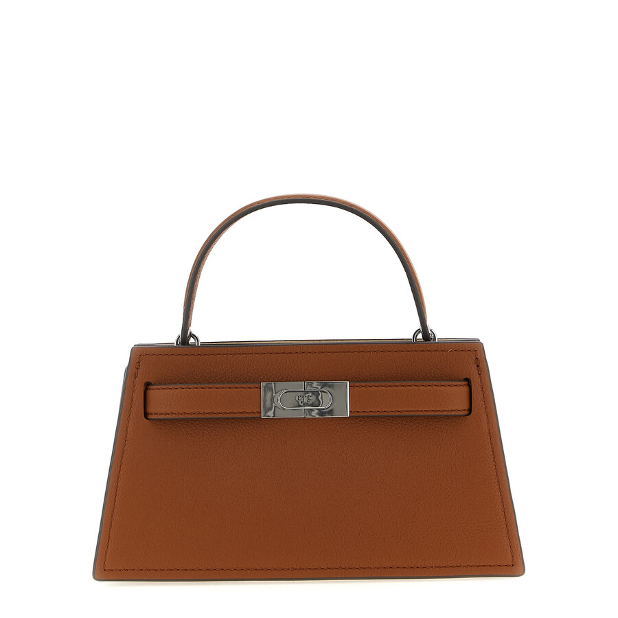 Tory Burch Petite Lee Radziwill Brown Crossbody Bag With Adjustable And Removable Shoulder Strap And T-buckle C In Brown