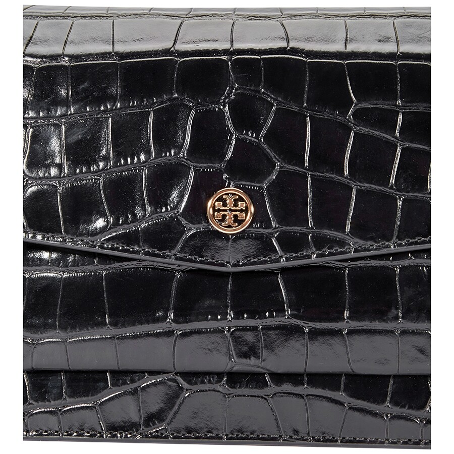 Tory Burch Robinson Embossed Shoulder Bag Black Tory Burch