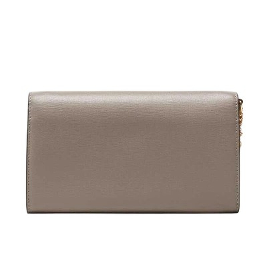 Tory Burch Robinson Saffiano Leather Chain Wallet In Gray