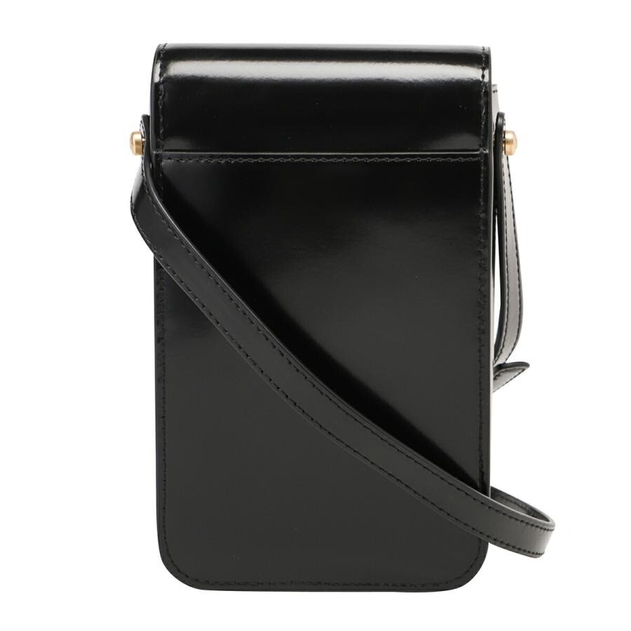 Tory Burch Robinson Spazzolato Patent Leather Phone Crossbody In Black