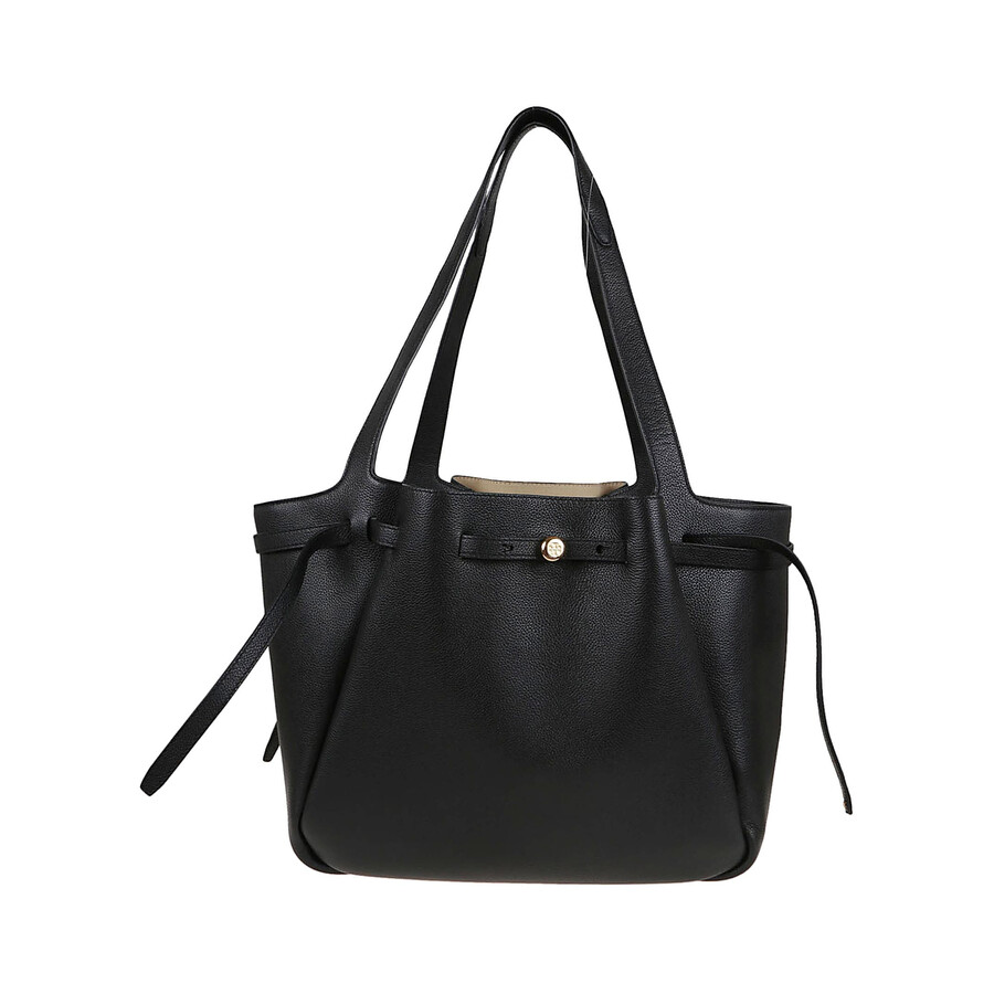 Tory Burch Romy Pebbled Tote In Black