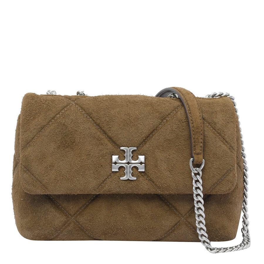 Tory Burch Small Kira Diamond Quilted Convertible Suede Shoulder Bag In Brown