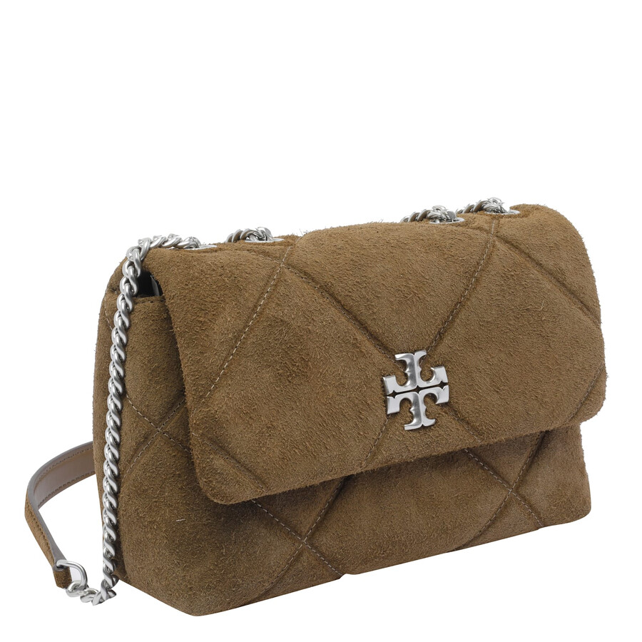 Tory Burch Small Kira Diamond Quilted Convertible Suede Shoulder Bag In Brown