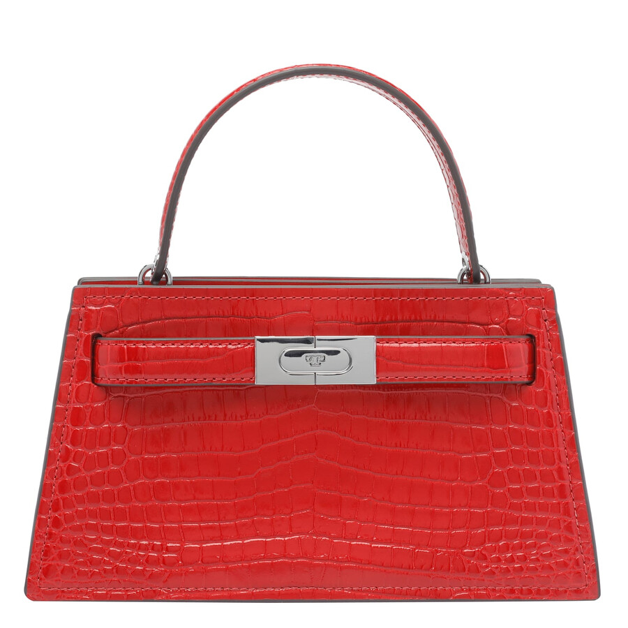 Tory Burch Small Lee Radziwill Croc Handbag In Red
