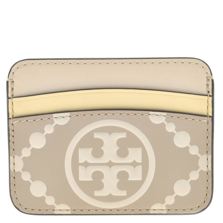 Tory Burch T Monogram Contrast Embossed Card Case In Sand