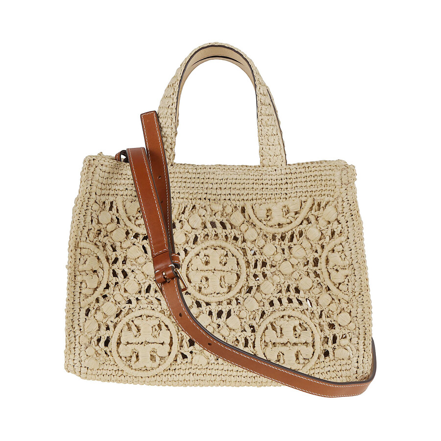Tory Burch T Monogram Raffia Square Tote